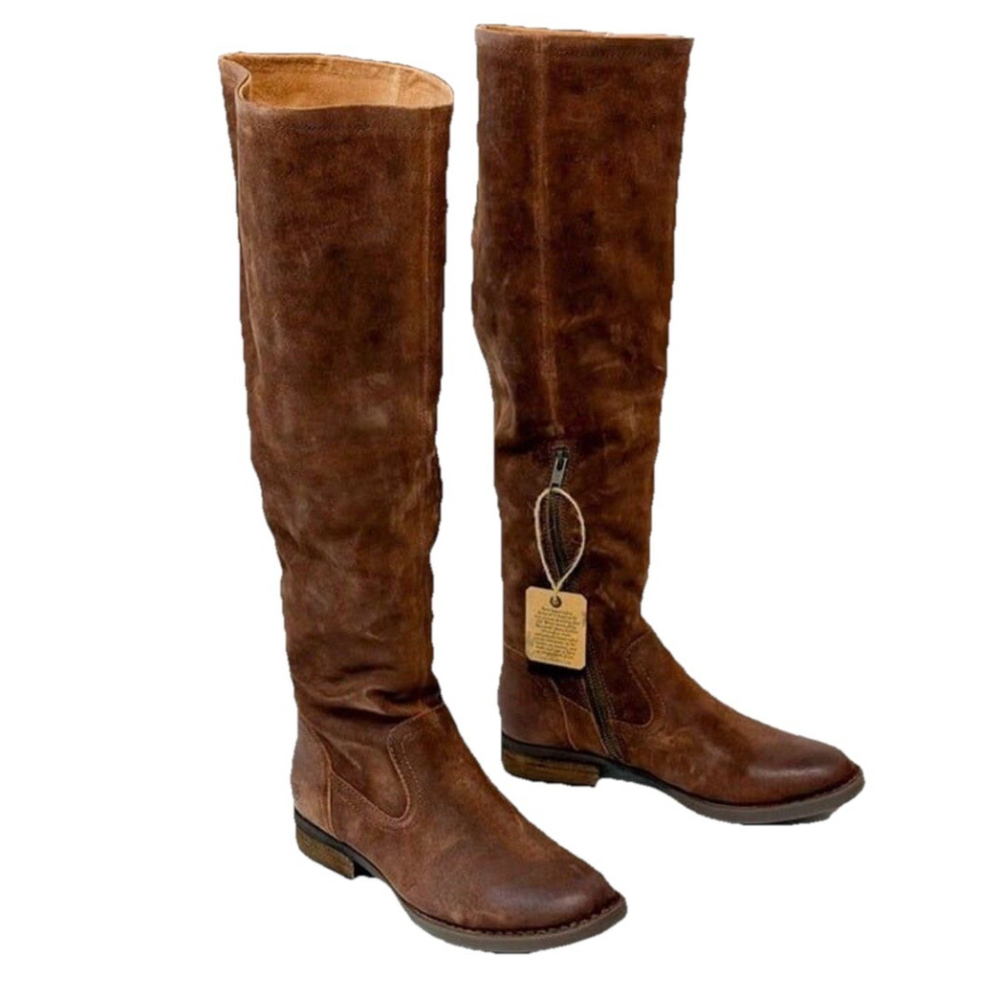 Born Womens Britton Over the Knee Brown Boot Leather Size 6.5M Riding Boots